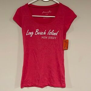 Miami style hot pink T-shirt, Long Beach Island, New Jersey on front Size M